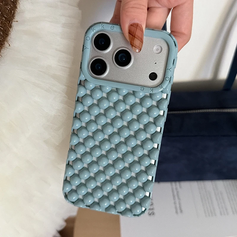 Matte Silberne Hohle Perlen Handyhülle für iPhone 13 14 15 16 17 18 Pro Max 17 Air Sommer Wärmeableitende Rückseite – Detail 9