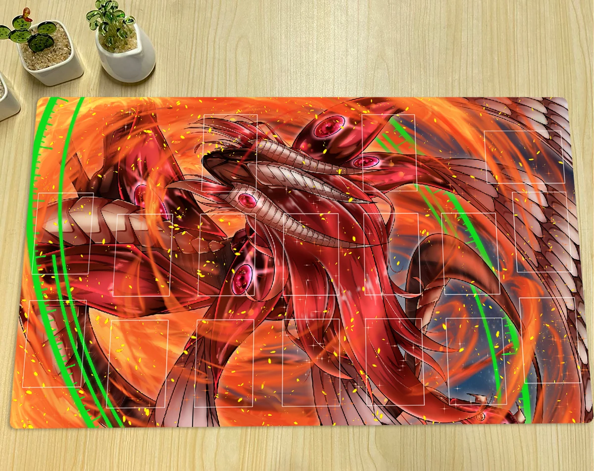 YuGiOh Majestic Red Dragon Play Mat TCG CCG Board Game Trading Card Game Mat Anime Mouse Pad Rubber Desk Mat Zones & Free Bag