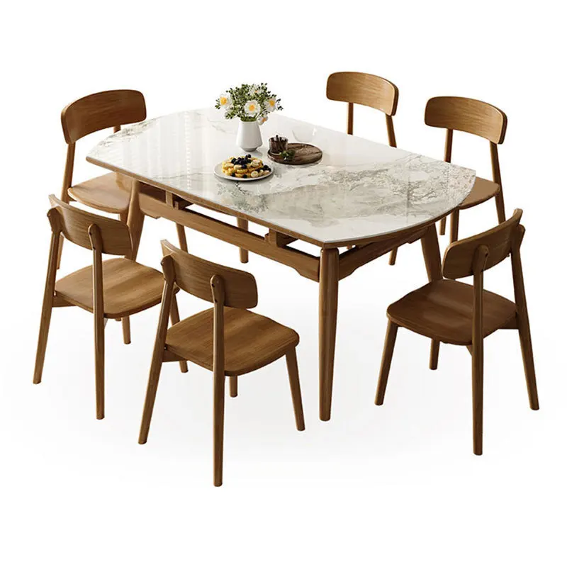

Italian minimalist rock slab dining table, small retractable folding dining table, dual-purpose household square