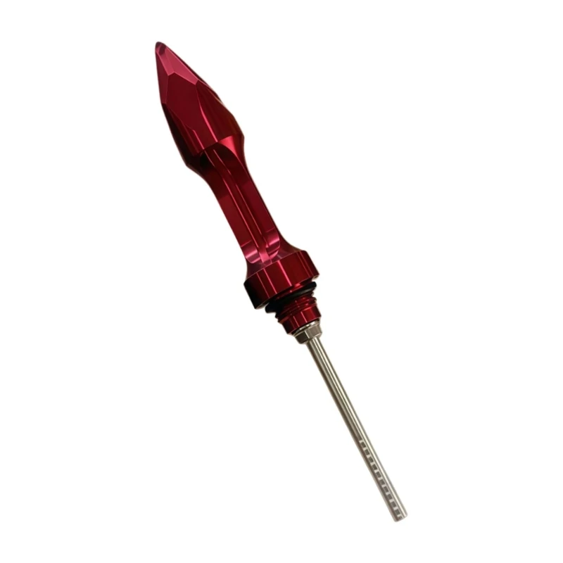 Grooved Rod Motorcycle Oil Dipstick Replacement, Screw-In Aluminum Body with Base Seal for Routine Engine Oil Checks