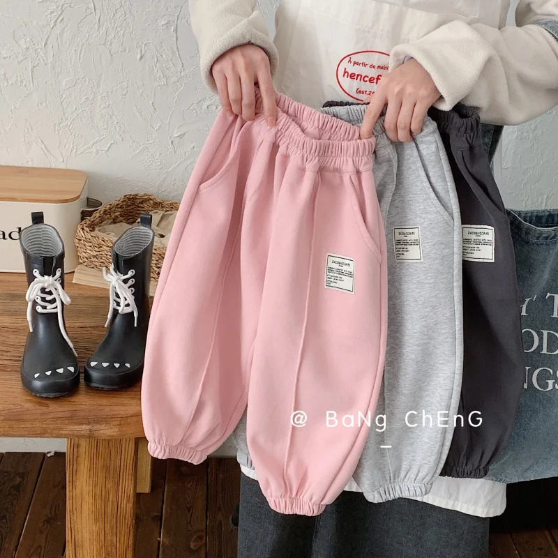 

Children's sweatpants2024Spring Boys and Girls Customized Casual Pants New Children's Clothing Solid Color Trousers Fashion G005