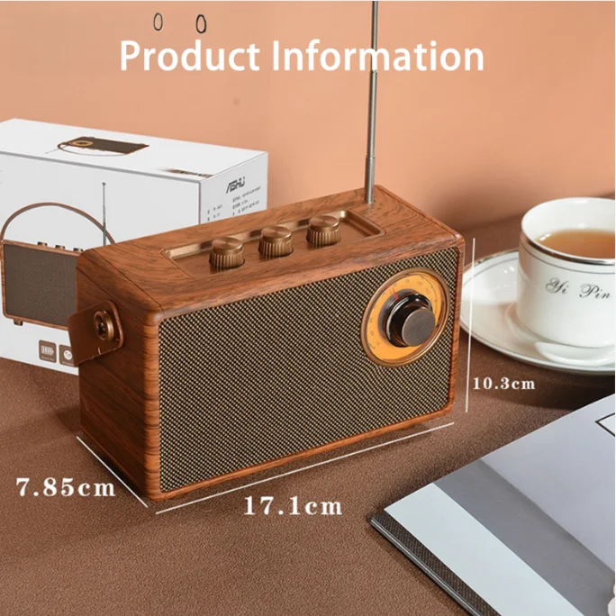 

Vintage Wood Grain Bluetooth Speaker - Portable Wireless Speaker with Rich Bass, TF/SD Card Slot, AUX Input - Classic Retro Desi