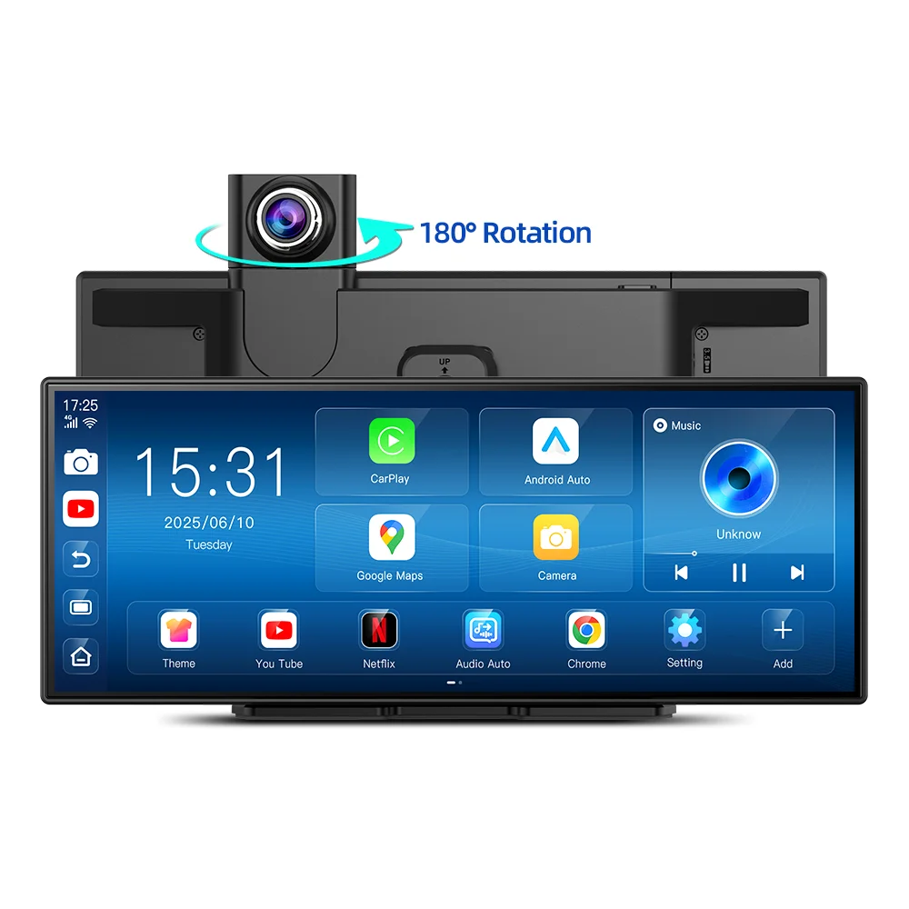 Imagebon 11,4" 4G LTE Android 14 Dashcam 8-Kern Kabelloses CarPlay & Android Auto Google Play Youtube GPS-Navigation Auto-DVR