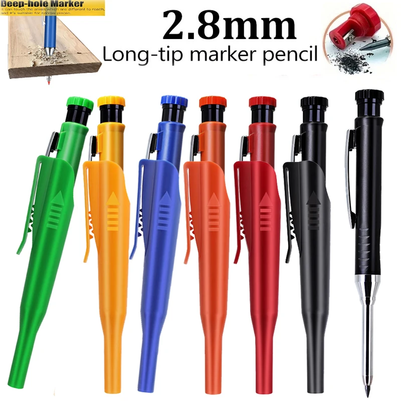 

Профессиональный механический карандаш для плотников с глубоким отверстием 2,8 мм или сменные грифели, пластиковый колпачок, для архитекторов, инструмент для разметки при работе с деревом