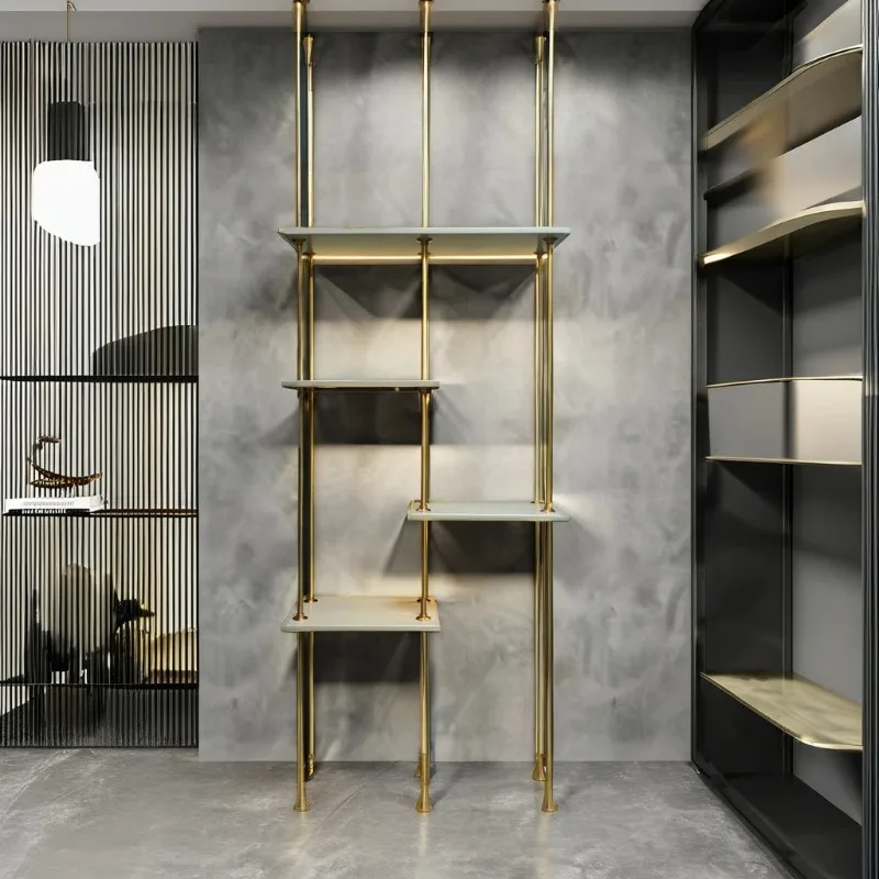 

Hot Sale Modern 2-Shelf Wall Mount Ladder Table Golden Metal & White Writing Desk for Home or Office Storage