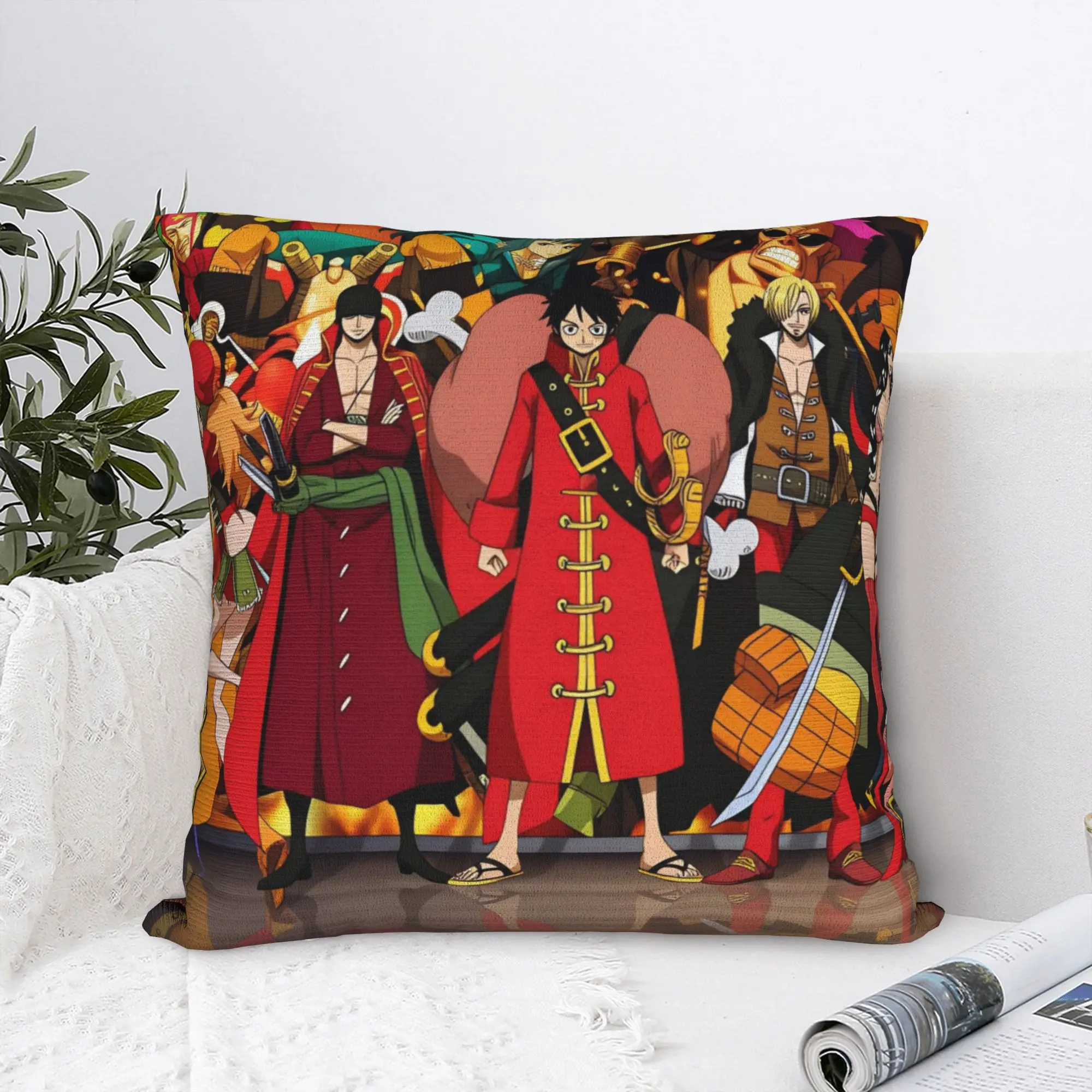 Usopp One Piece Nico Robin Luffy Roronoa Zoro  Pillow Case 45x45cm Home Decoration Luxury Cushion Cover Square Pillowcase