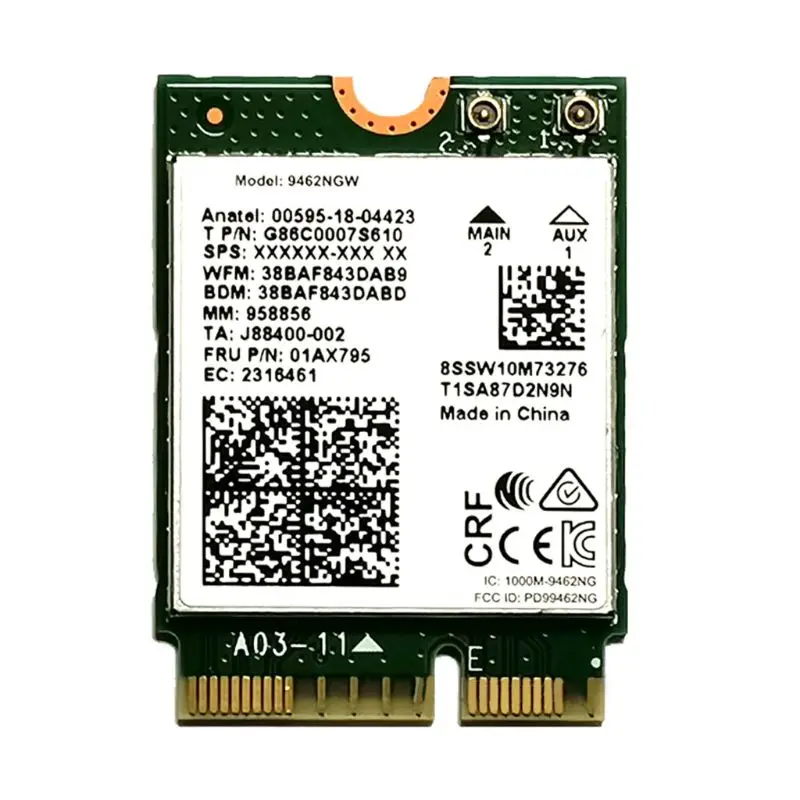 Wireless-AC Dual Band Wifi Card Adapter for Intel 9462NGW CNVI NGFF for M.2 for