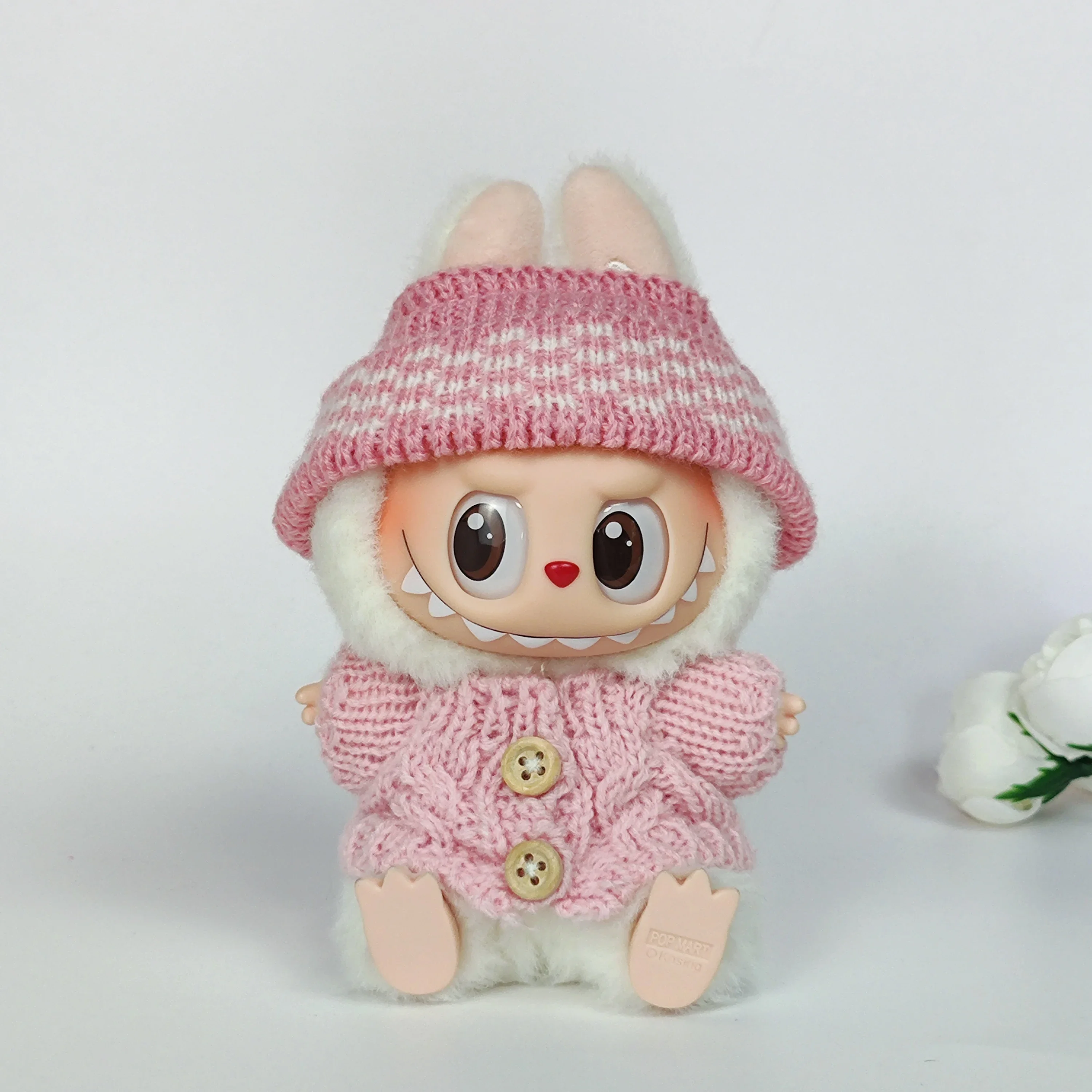 مجموعة ملابس لابوبو سترة متماسكة باللون الوردي للدمى - ملابس مريحة وأنيقة مع ملحقات متطابقة