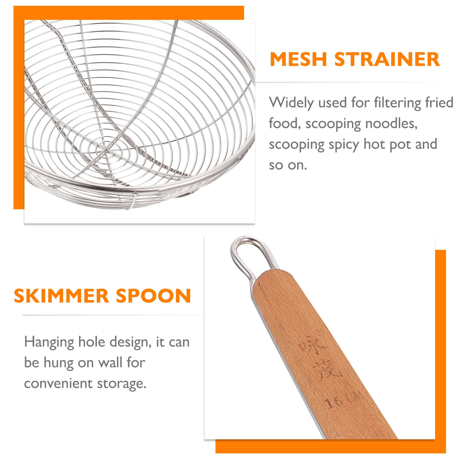 

1Pcs Stainless Steel Skimmer Spoon Heat Resistant Ergonomic Handle Kitchen Utensil Frying Strainer Practical for Cooking Chips