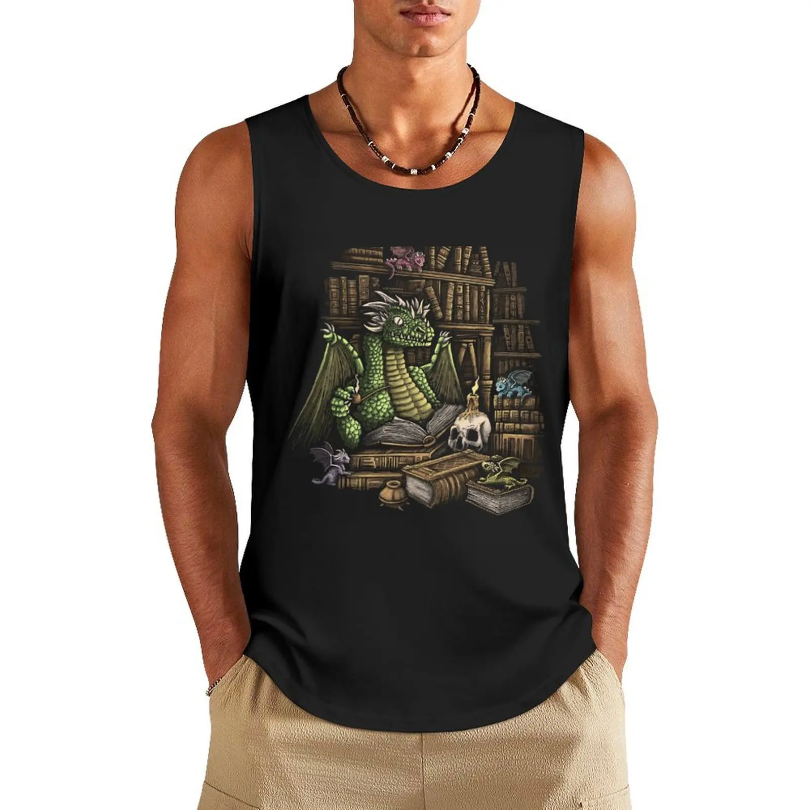 

Book Wyrm Tank Top Men's gym t-shirts Gym t-shirt man Men's clothes luxury style