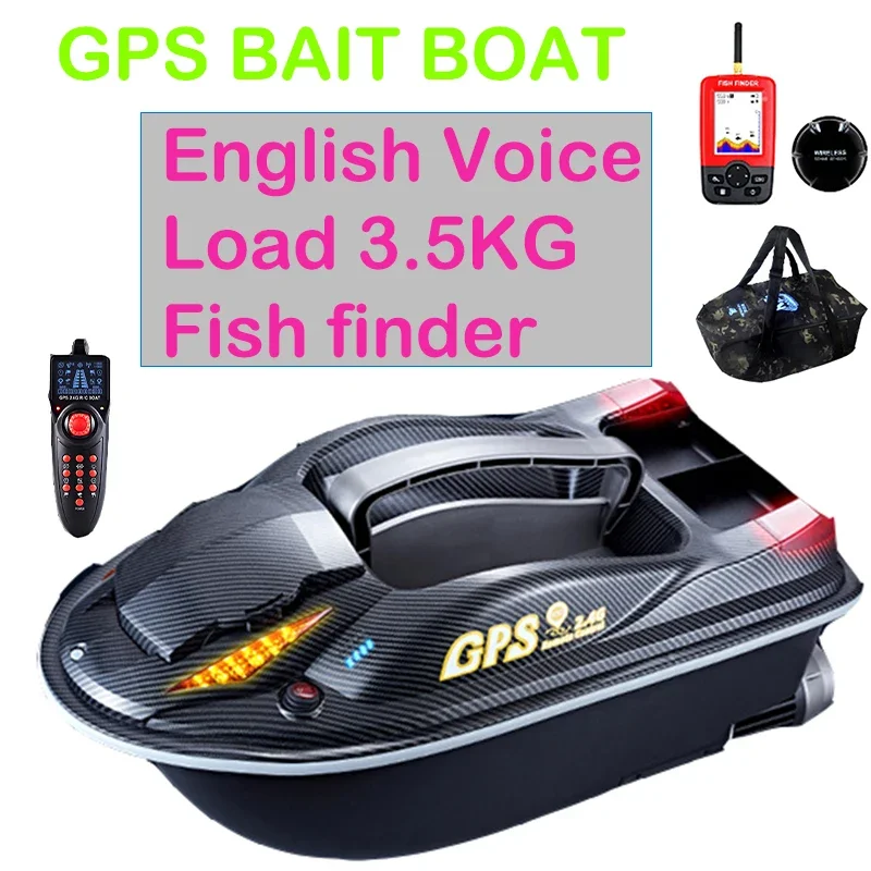 Voice Remote Control Automatic Bait Feeding RC Fishing Boats Fish Detector ，500m, 3 compartments, 4KG Intelligent Cruise Control