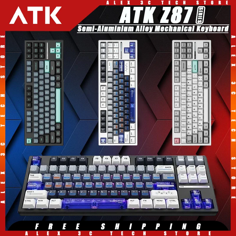 

ATK Z87 Pro Mechanical Keyboard Tri-mode Wireless Semi-Aluminium Alloy Hot Swap RGB Gasket Structure Customized Gaming Keyboard