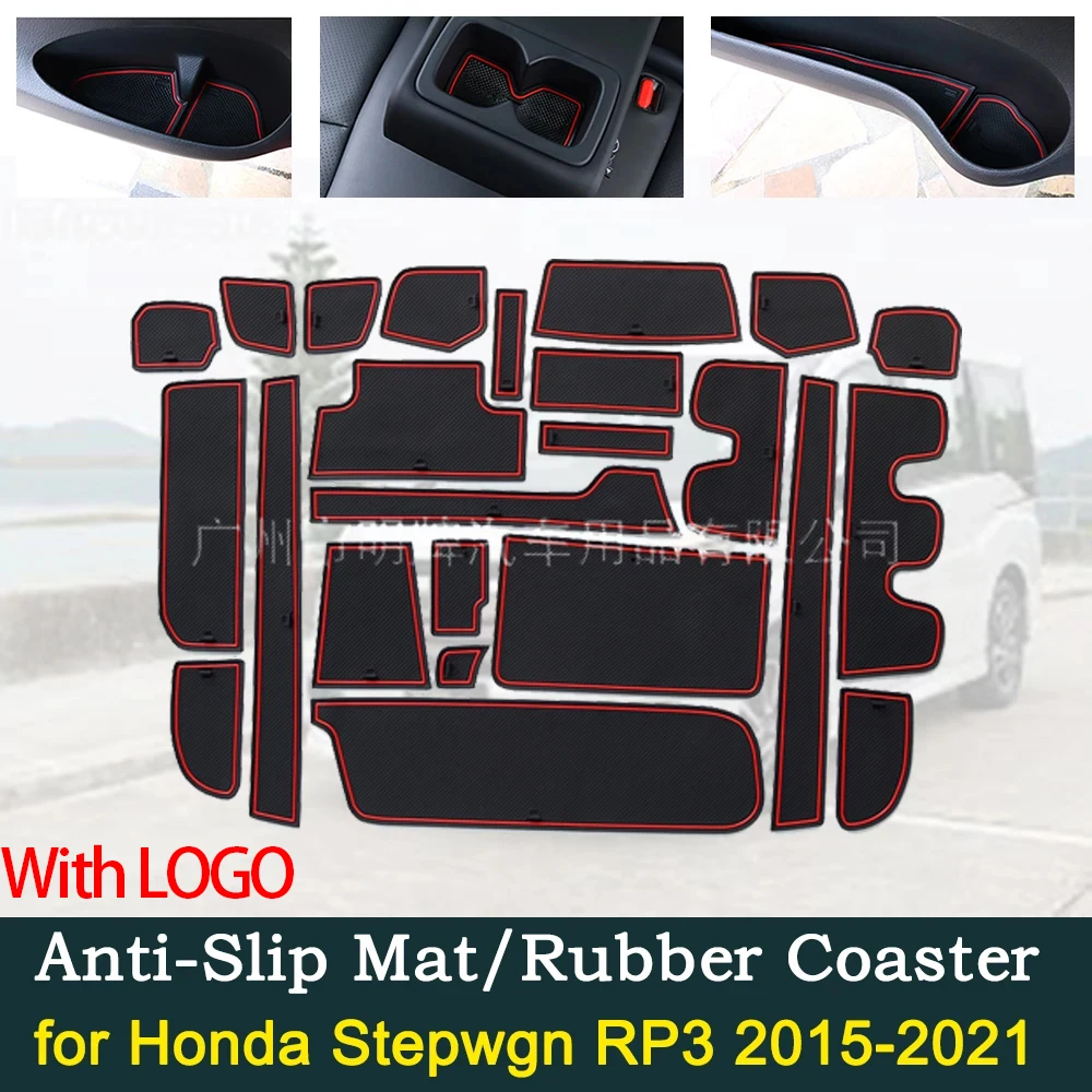 Anti-Slip Gate Mats Cup Groove Pads for Honda Stepwgn RP3 2015 2016 2017 2018 2019 2020 2021 Hole Pad Car Styling Accessories