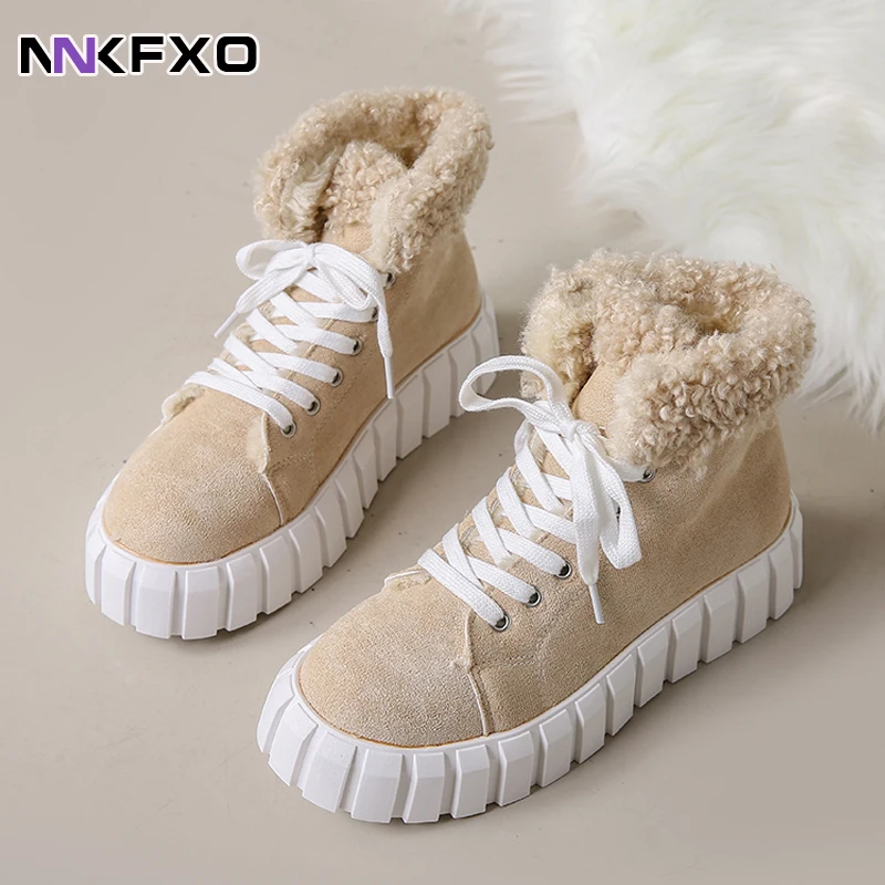 

Non-slip Wear-resistant Snow Boots for Women Winter Plush Cotton-padded Shoes Rubber sole Short Boot Round Toe Ankel Boots QB585