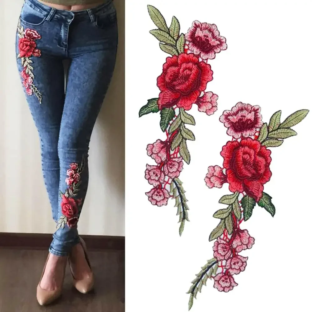 Flower Applique Embroidered Sew on Patches For Clothes Dress Fashion Sticker Diy Decoration Roses Butterfly Repair Scrapbooking