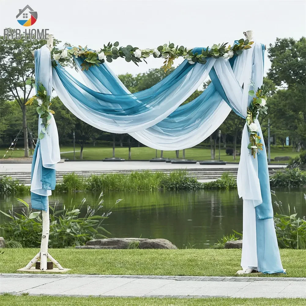 

RYB HOME Wedding Arch Drape 29" Wide 6.5 Yards Chiffon Fabric Draping Curtain Drapery Ceremony Reception Swag