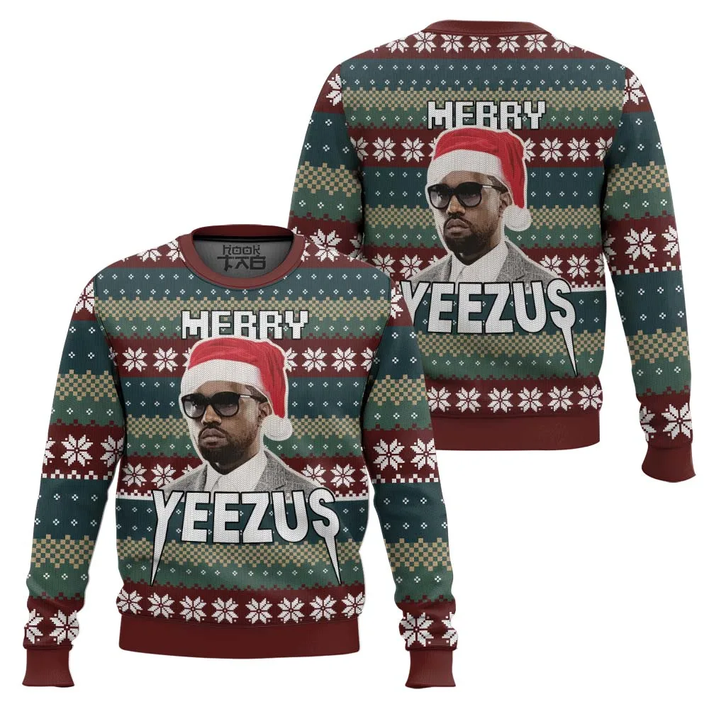 

Merry Yeezus Kanye West Ugly Christmas Sweater Funny Holiday Party Pullover Plus Size Sweater for Men Women Xmas Gift 2026