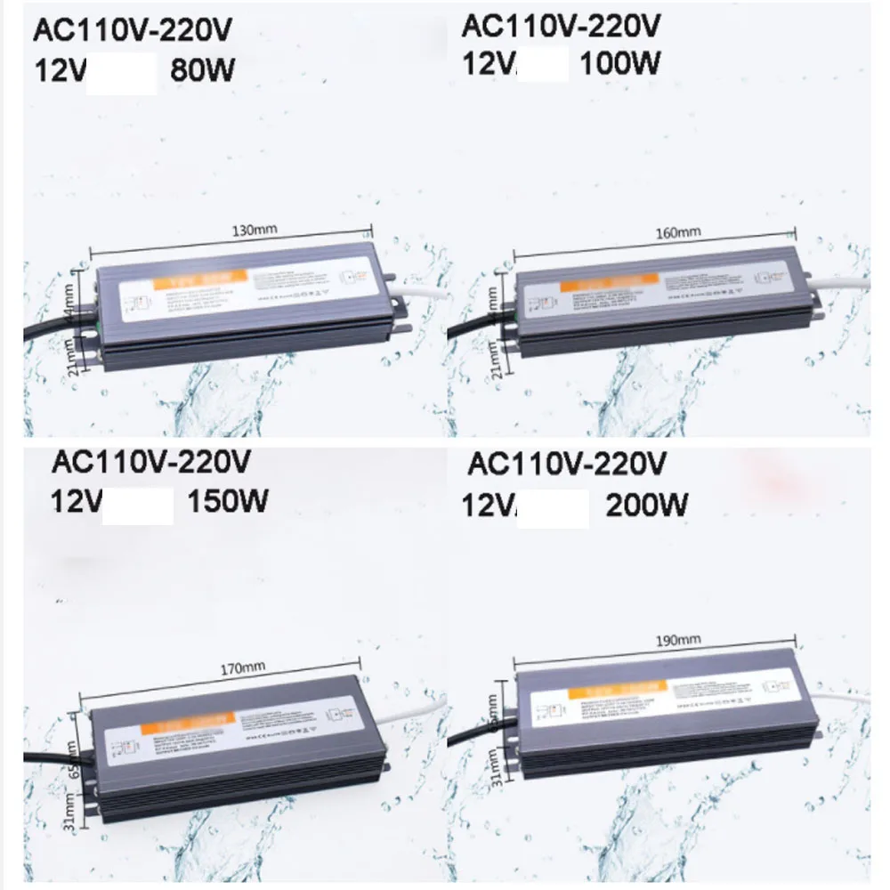 Trasformatori alimentatore interruttore 12V 12V Volt IP67 IP68 alimentatore impermeabile esterno AC-DC 220V a 12V 10W 50W 100W 200W 400W