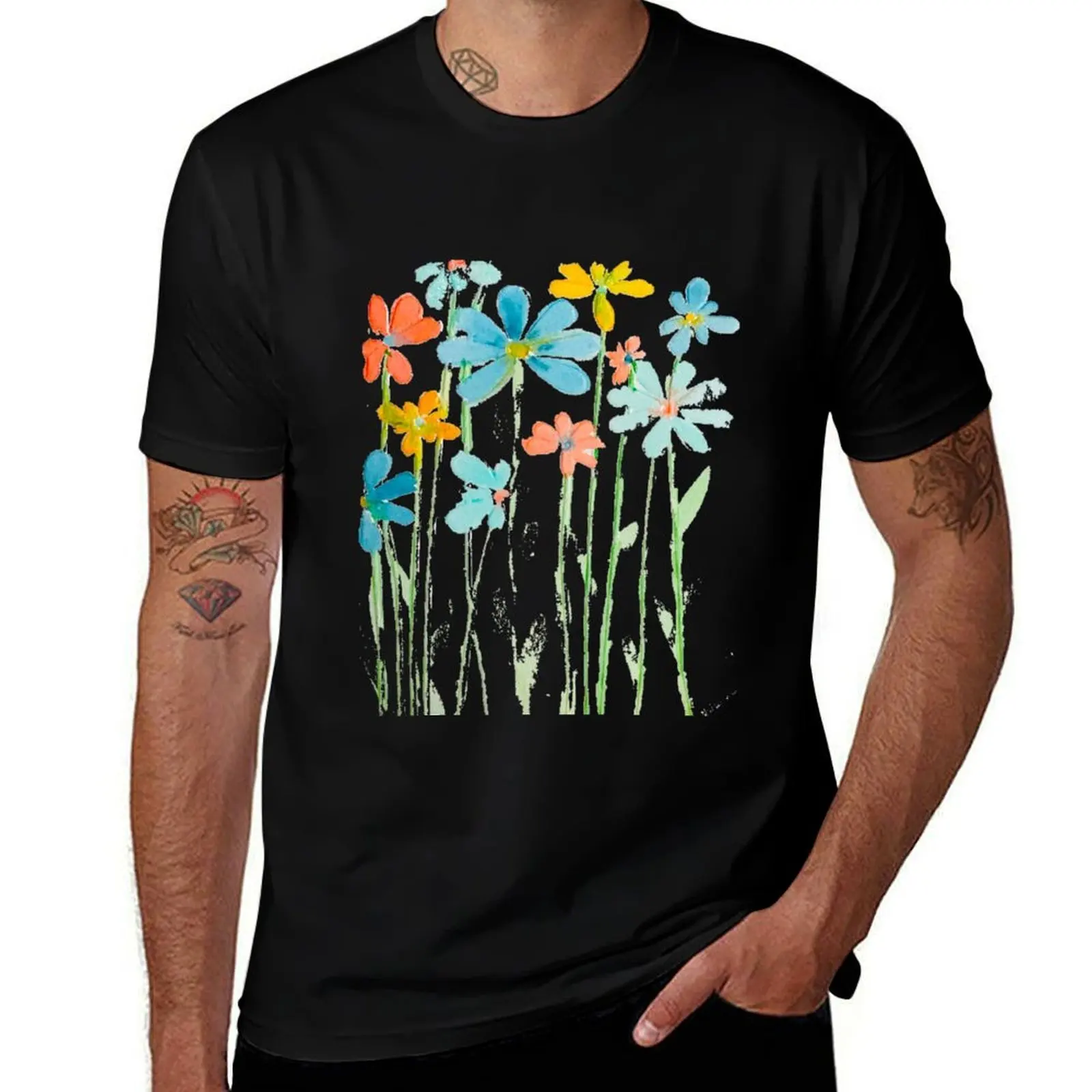 

Fresh Flowers Watercolour T-Shirt shirts graphic quick drying vintage mens t shirts casual stylish