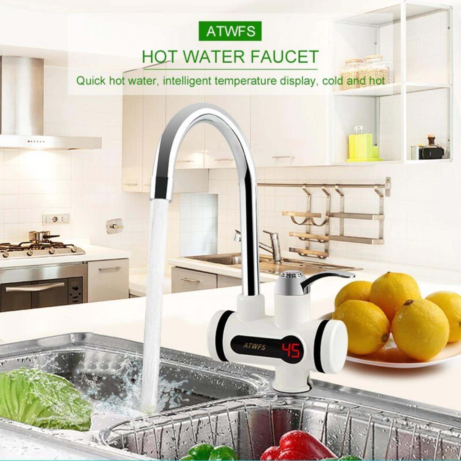 

Kitchen Heater Tap Instant Hot Heater Cold Heating Faucet Tankless Instantaneous Heater