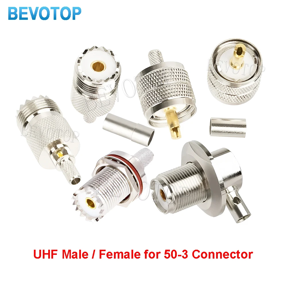 10PCS UHF PL259 Male/UHF SO239 Female 50-3 UHF RF Coax Connector Crimp for RG58 RG142 RG223 RG400 LMR195 LMR200 Cable