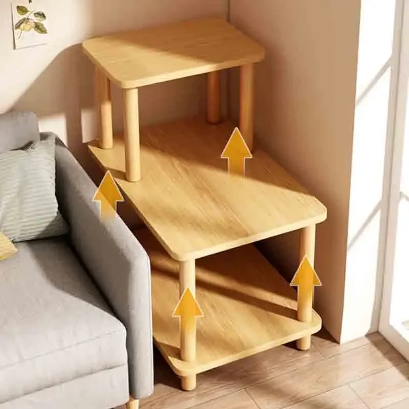 3-Tier Side Table Narrow Tall End Table with Storage Rack Wooden Nightstand Bedside Table for Home Living Room Bedroom Office