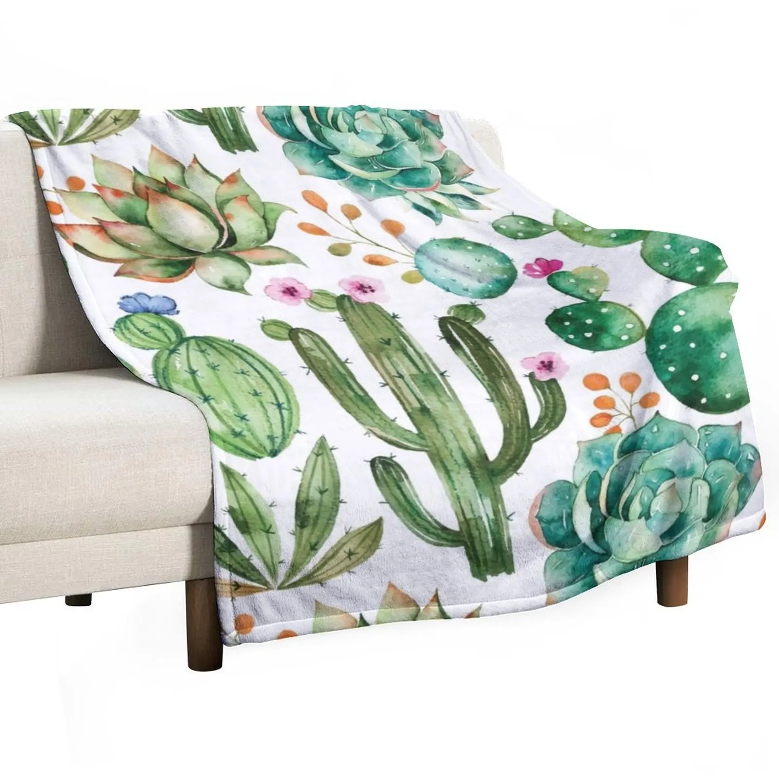 

Watercolor Cactus Pattern Throw Blanket Bed covers for babies Quilt anime Blankets