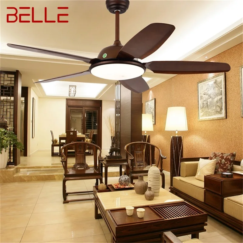 

BELLE Modern Ceiling Fan With Lamp Kit With Remote Control 3 Colors LED Fan Light for Home Dining Room Bedroom Living Room