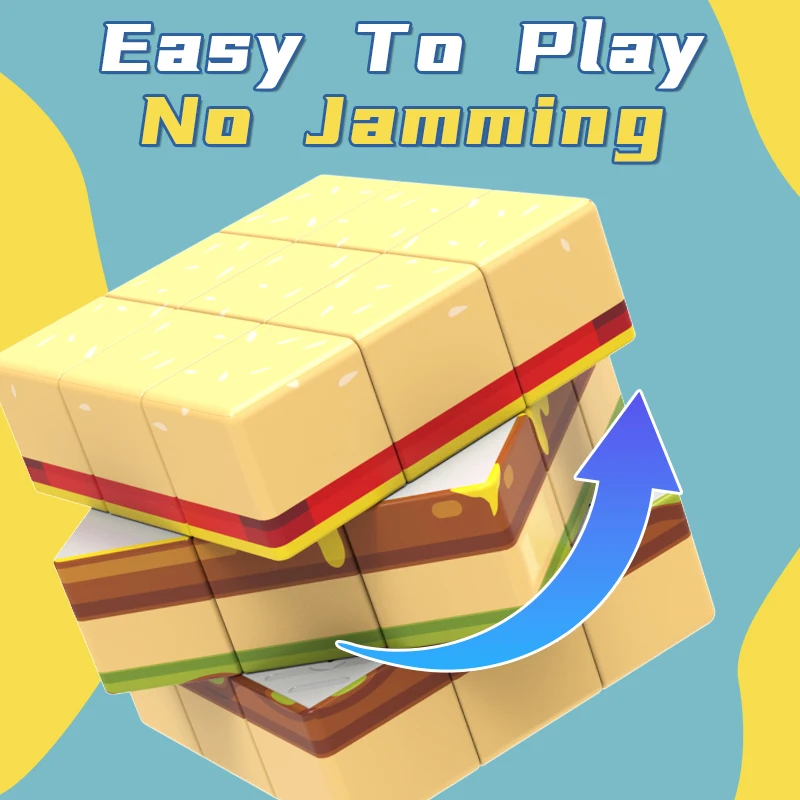 Cubo mágico 3x3x3 3d uv impresso hambúrguer alívio do estresse quebra-cabeça profissional jogo de velocidade suave brinquedo das crianças presente