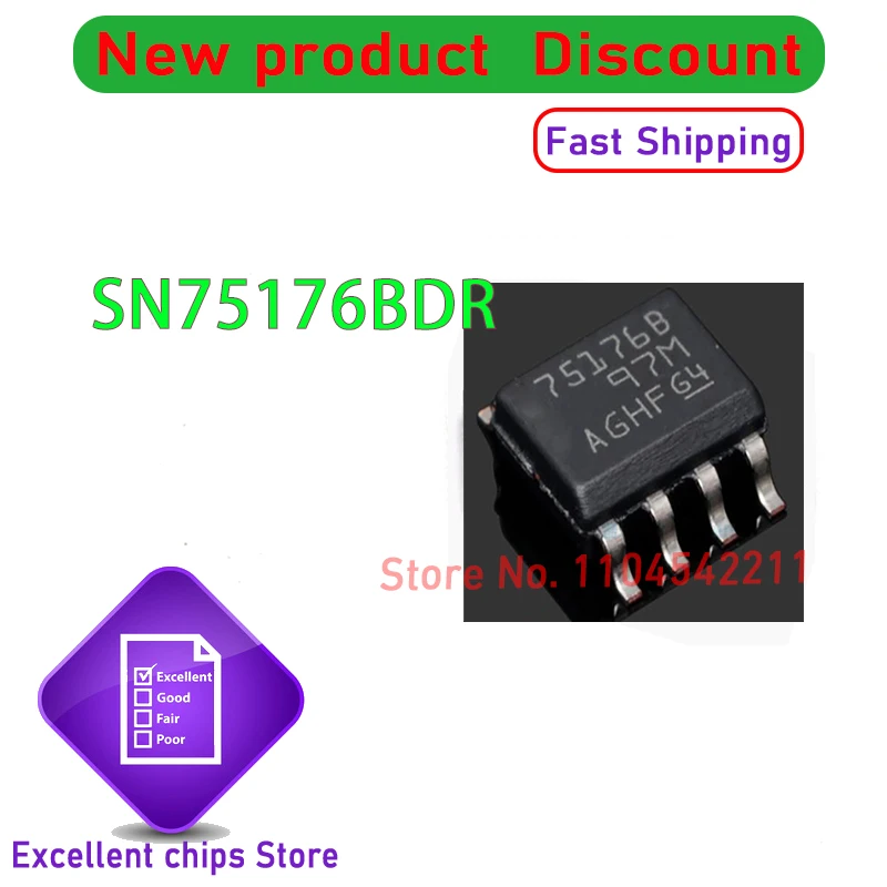 100-1000PCS 100% New Original 75176B SN75176BDR SOP-8 SN75176B  IC Chip T