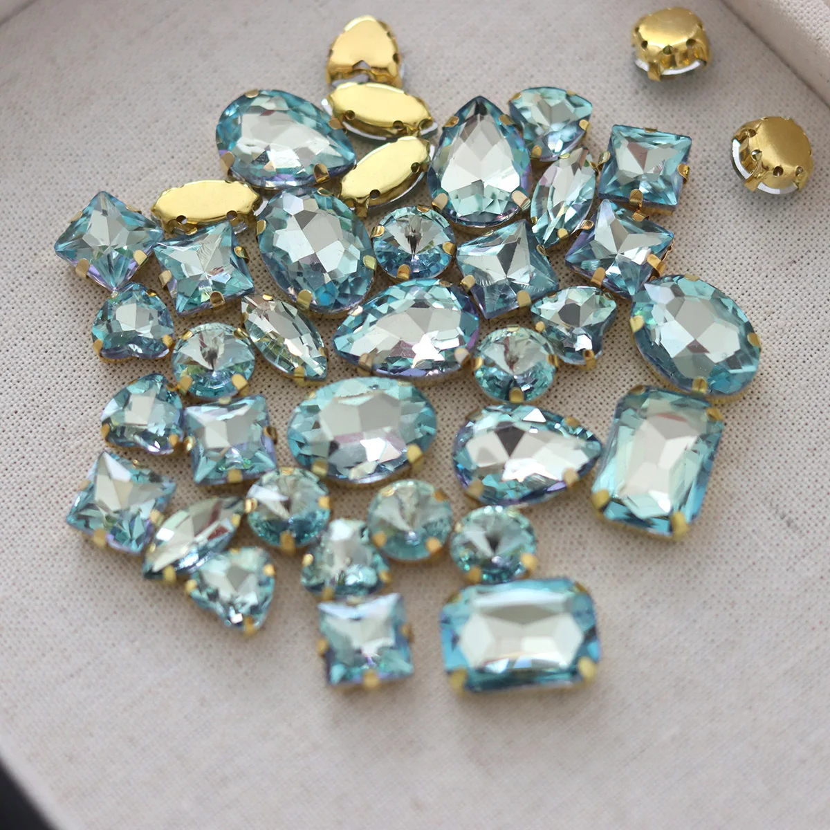 20pcs Mix Shape Super Shine Colorful Sew on Rhinestones Crystal Strass For DIY Garments Dress Decoration