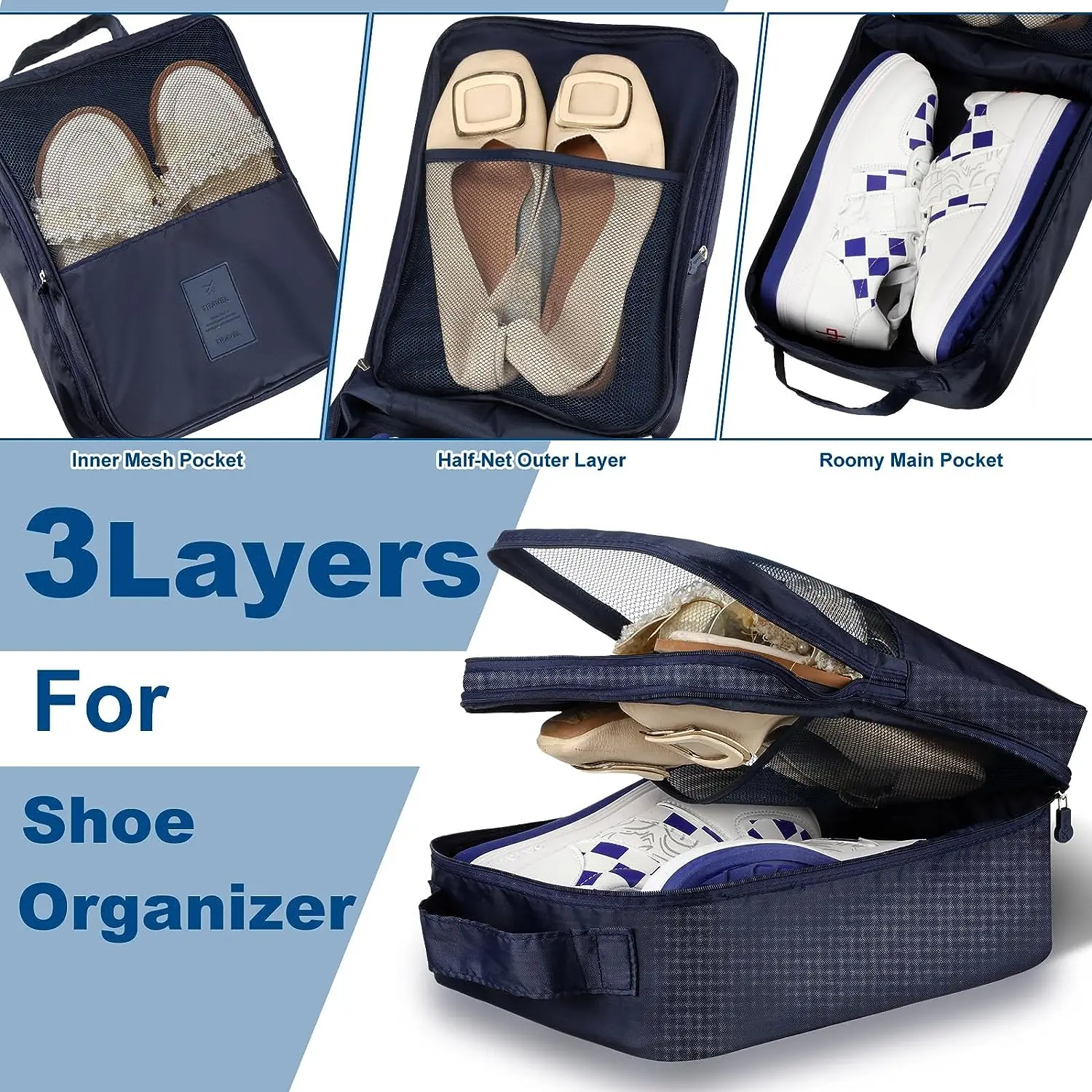 Shoe Bag Bulk Travel Shoe Bags Holds 3 Pair of Shoes for Travel and Daily Use Foldable Storage Shoe Pouches Bags Organizer