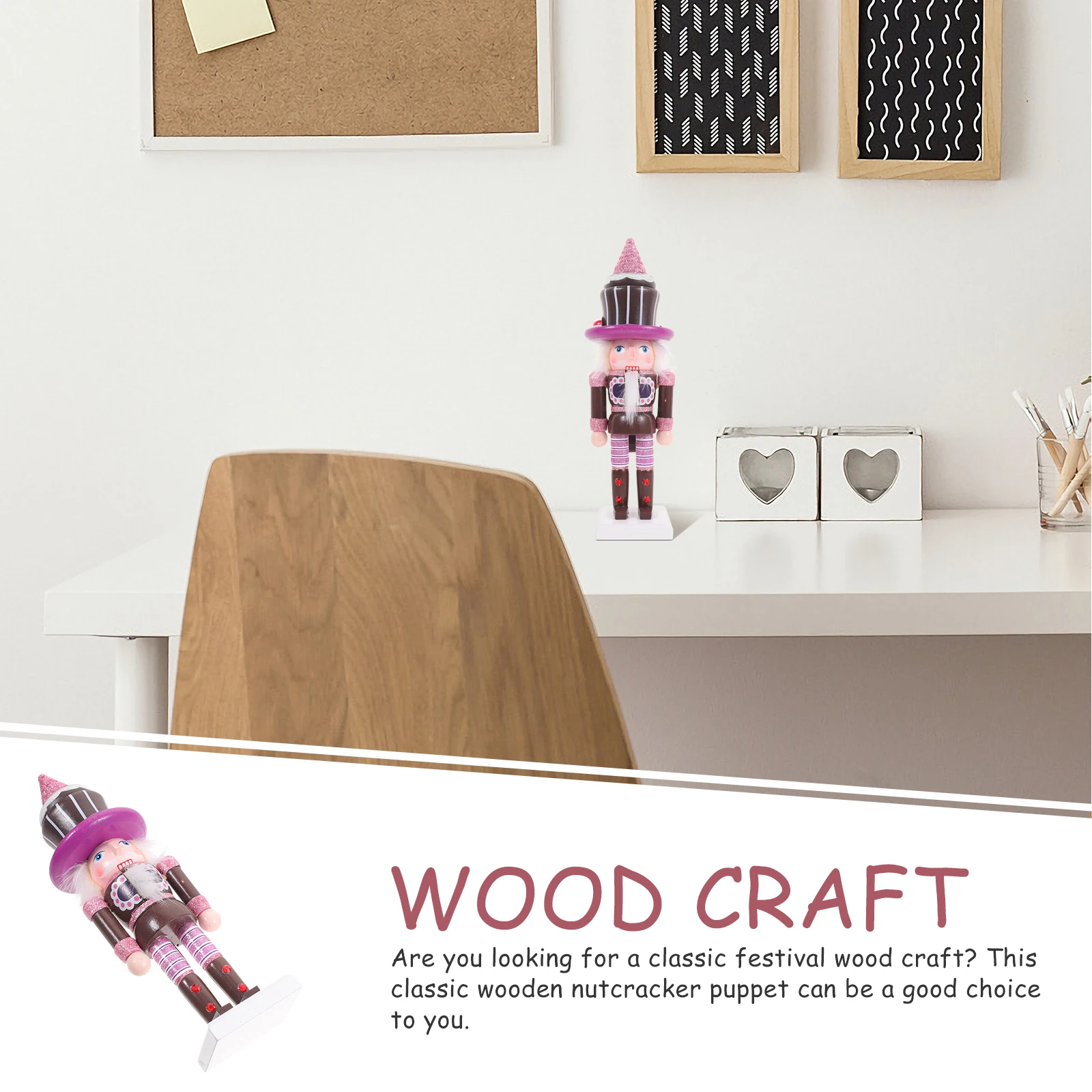 

Wooden Nutcracker Ornament Cute Soldier Shape Desktop Decor Festival Home Decoration Cake Topper Holiday Gift