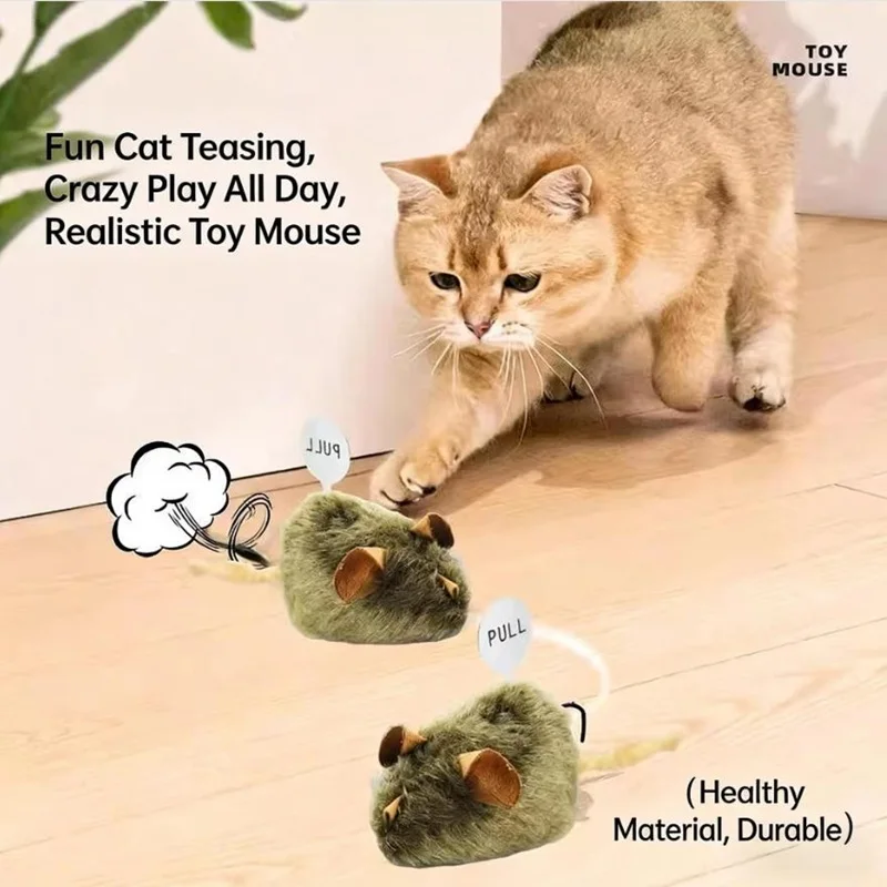 Interactive Mouse Plush Cat Chew Toy Squeaky Imitation Mice Bite Resistant Kitten Toy Interactive Plush Cat Toy Supplies 3
