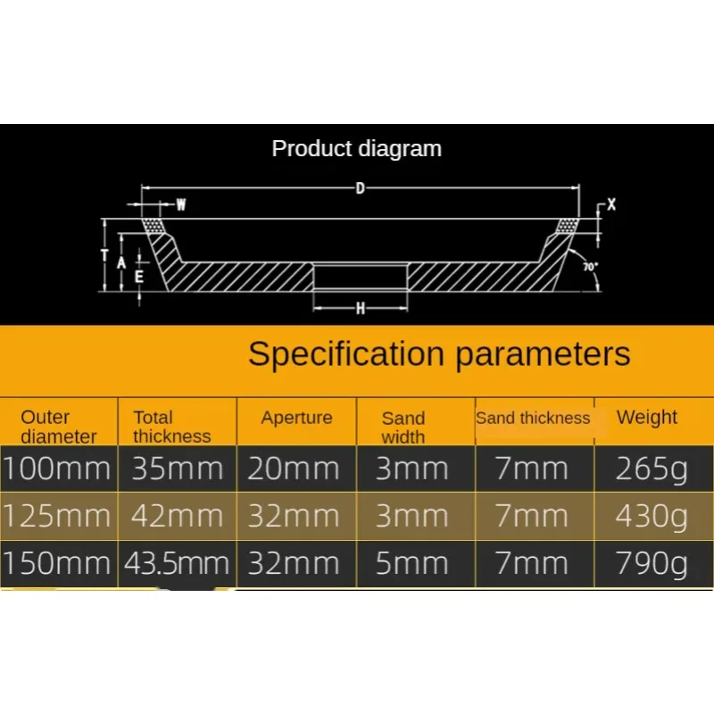 150 # حصى 100x35x20x3x7 مللي متر الرطب الجاف قرص طحن الماس لشحذ كربيد التنغستن الصلب BW2 الراتنج طحن عجلة #6