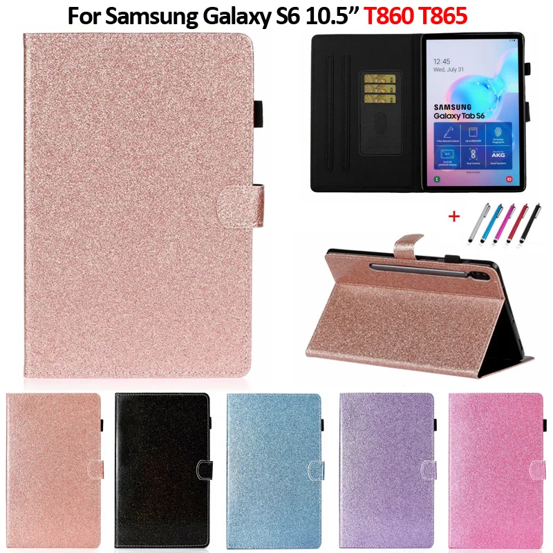 Case for Samsung Galaxy Tab S6 T860 SM-T860 T865 Shinning Glitter Flip Wallet Stand Tablet Cover For Galaxy Tab S6 Case 10.5