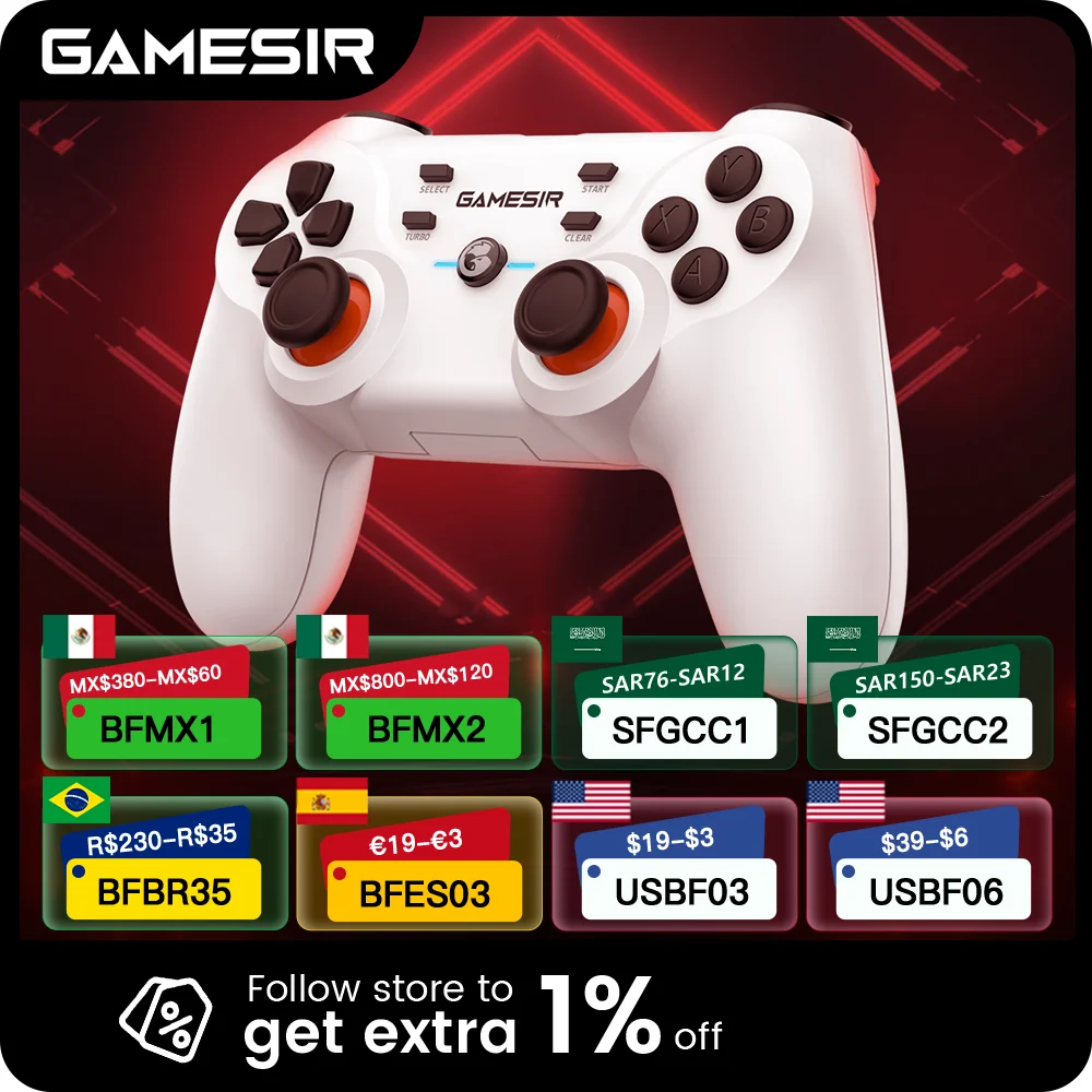 GameSir T3s White Bluetooth Gamepad Wireless Switch Game Controller for Nintendo Switch Android Cellphone Apple iPhone and PC