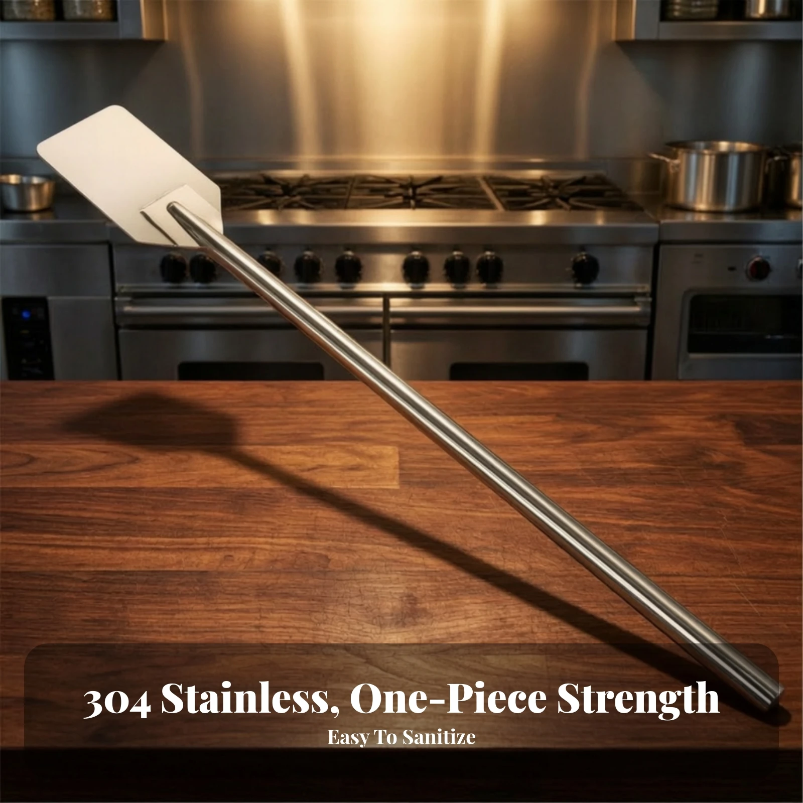 Stirrer Spatula with Flat Square Head Easy-Clean Cooking Spatula with Long Handle Pot Stirrer with Straight Rod Handle for Chefs
