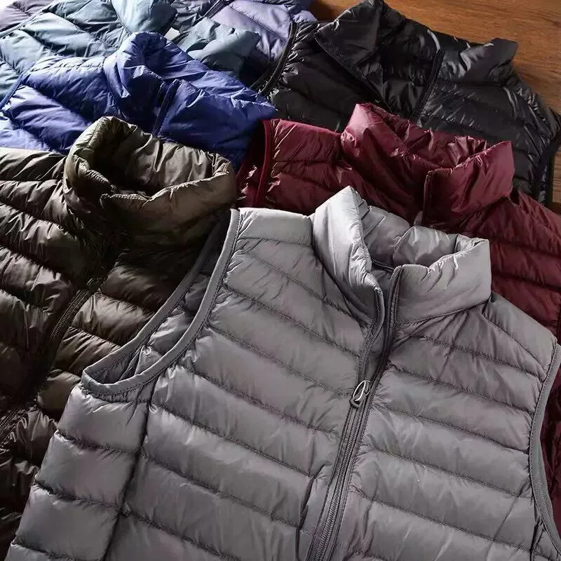 Lightweight Padded Vest Jacket Men's Casual Style Duck down Vest Short Fit Winter Fashion Citywalk Polyester Fiber Warmth