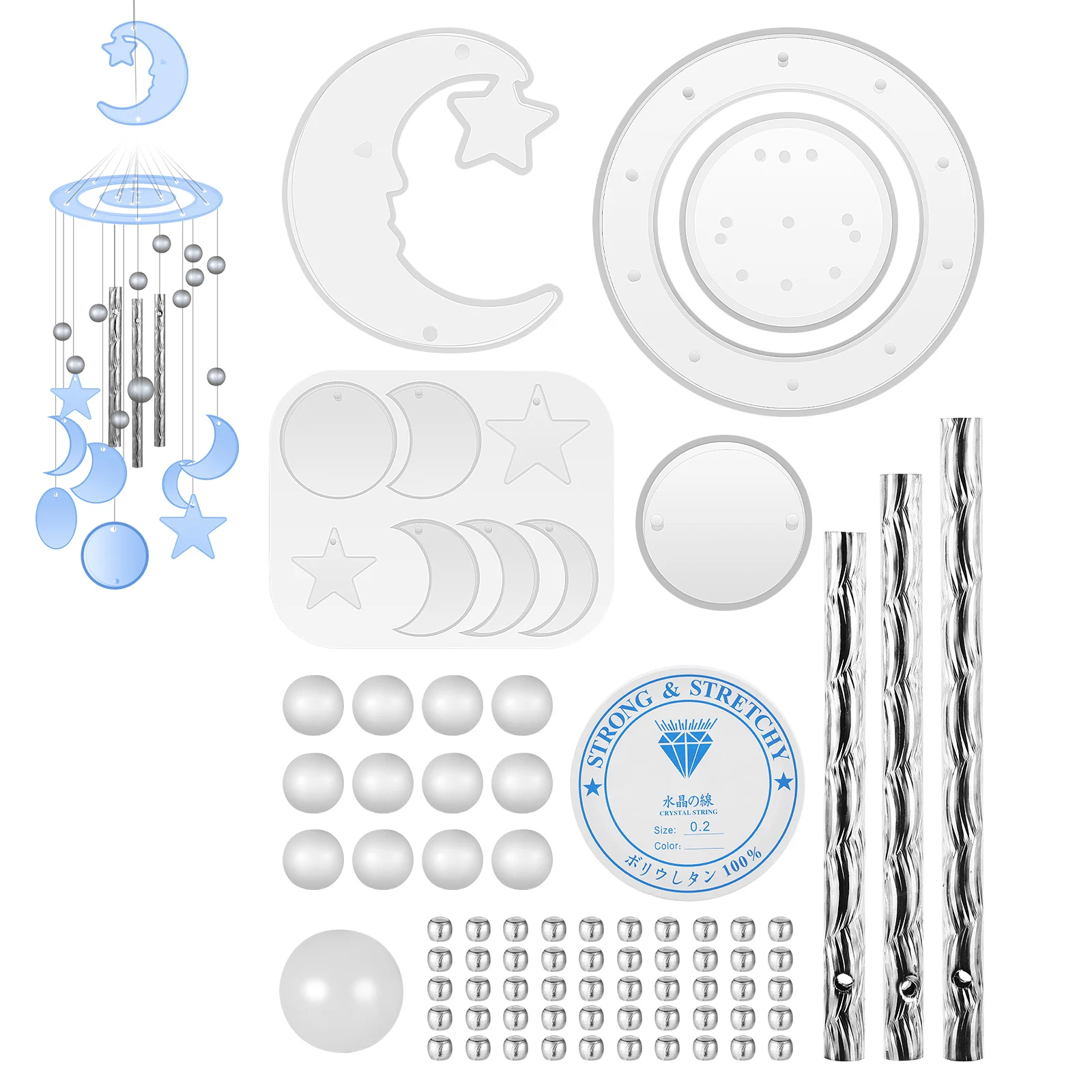 

Wind Chime Material Package Epoxy Silicone Casting Mold DIY Supplies Office Ultraviolet Light Jewelry Accessories Charm Making