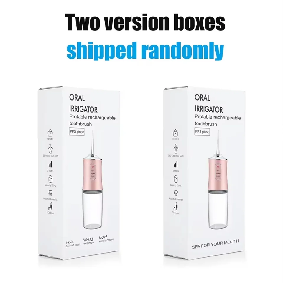 

Портативный ирригатор для полости рта, USB-заряжаемый, с 4 насадками, 220 мл, 3 режима