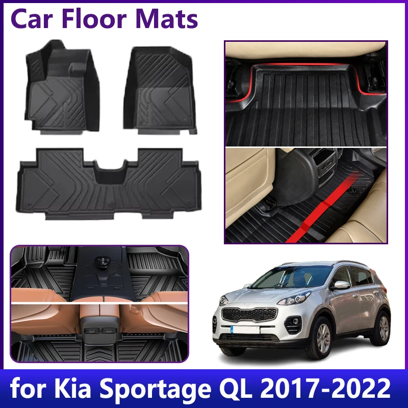

For Kia Sportage QL 2018~2022 2020 Car Floor Mats LHD Waterproof Universal Leather TPE Foot Mat Carpet Cushion Car Accessoires