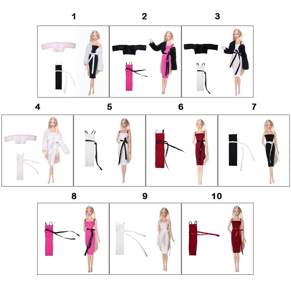 موضة جديدة فساتين أنيقة ملابس غير رسمية 30 سنتيمتر الملابس DIY بها بنفسك اكسسوارات حفلة الفراء سترة لدمى 1/6 BJD 11.5 "الدمى #6