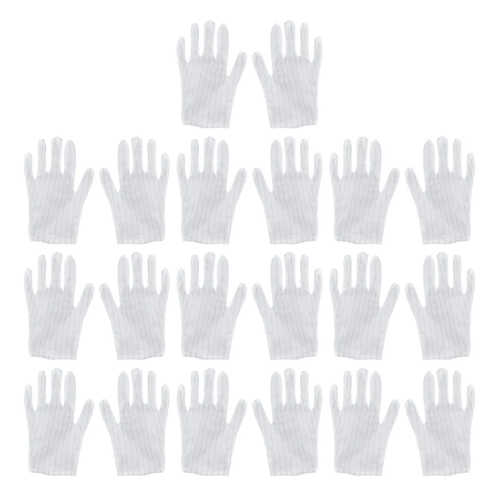 10Pair Anti Static Gloves Dacron Stripe Pattern Lightweight Breathable Workshop Safety Gloves for Mechanics Glove Hands