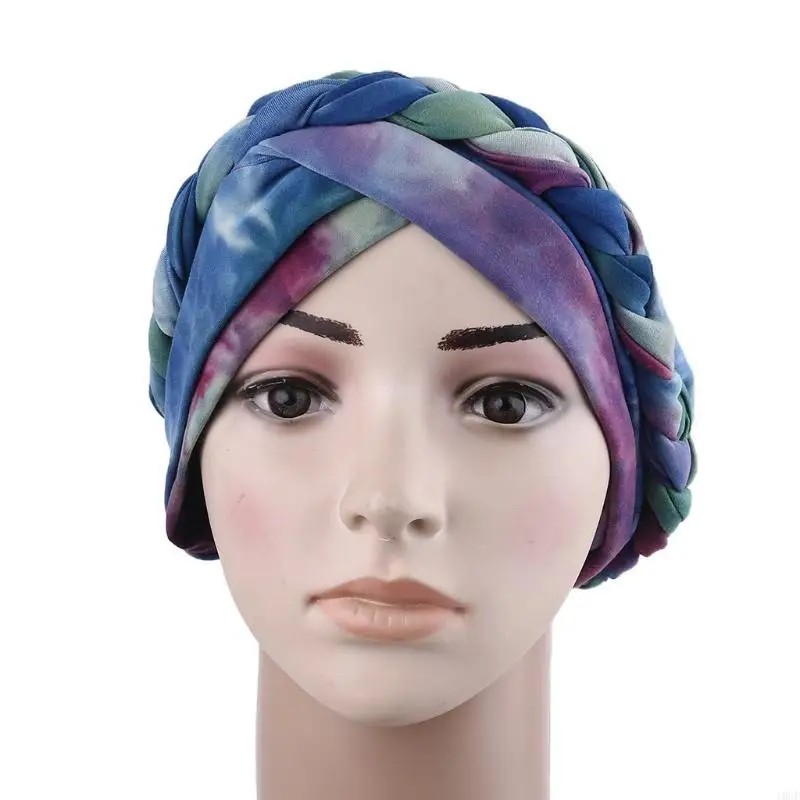 النساء الملتوية جديلة مسلم الحجاب قبعة عمامة التدرج التعادل صبغ طباعة العلاج الكيميائي السرطان الحجاب مترهل بيني التفاف قبعة قبل