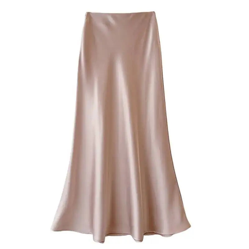 Satin Fish Tail Long Skirt Women's High Waist Solid Color Multiple Styles Hip Hugging Skirt Summer Gentle Elegant Daily Skirt