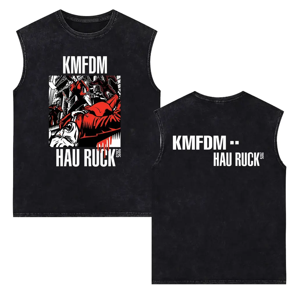 Rock Band Kmfdm Sucks Vintage Washed Tank Tops Men Women Retro Gothic Punk Sleeveless Vest T Shirt Male Casual Cotton Streetwear