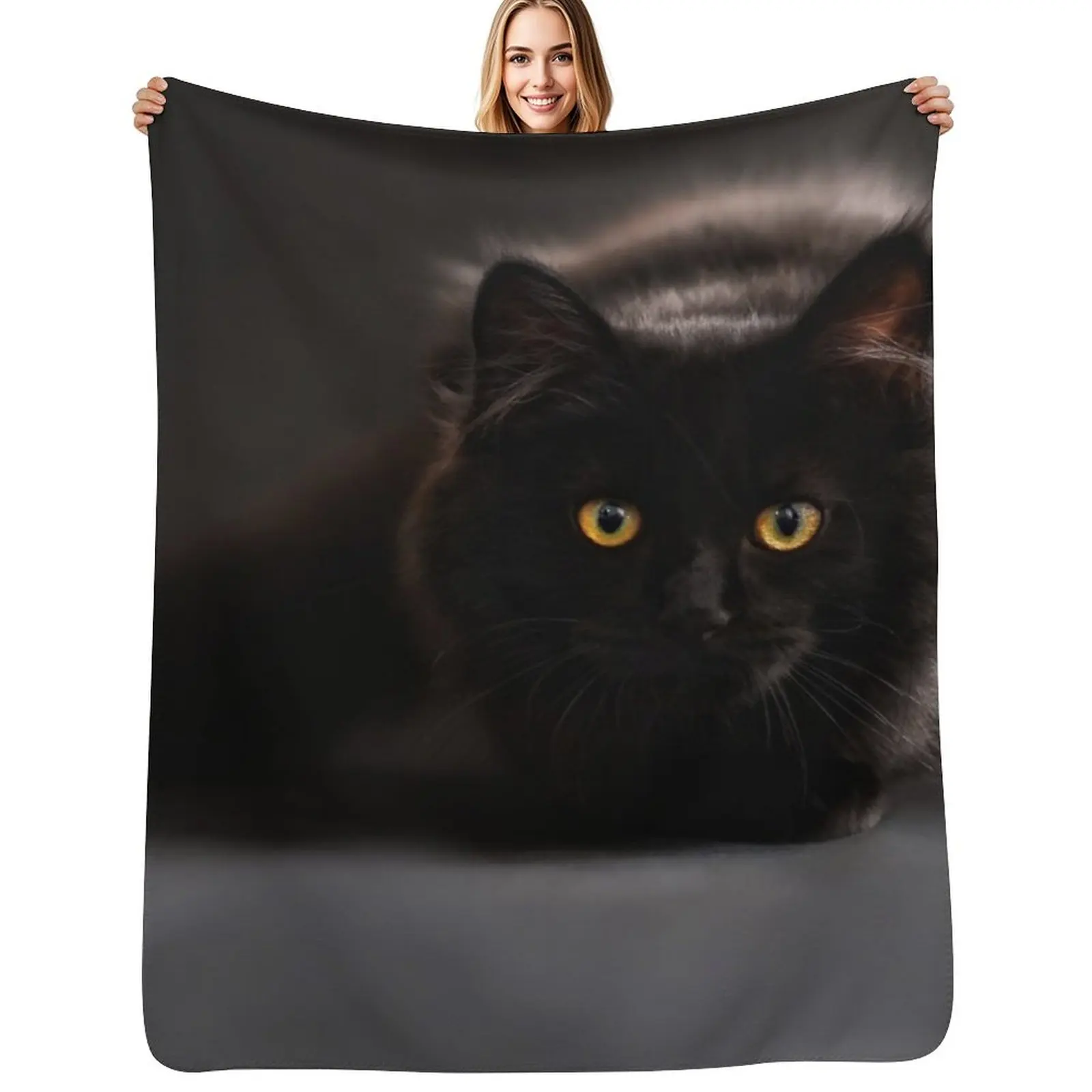 Black Cat Throw Blanket No Pilling Soft Warm Blanket for Bed