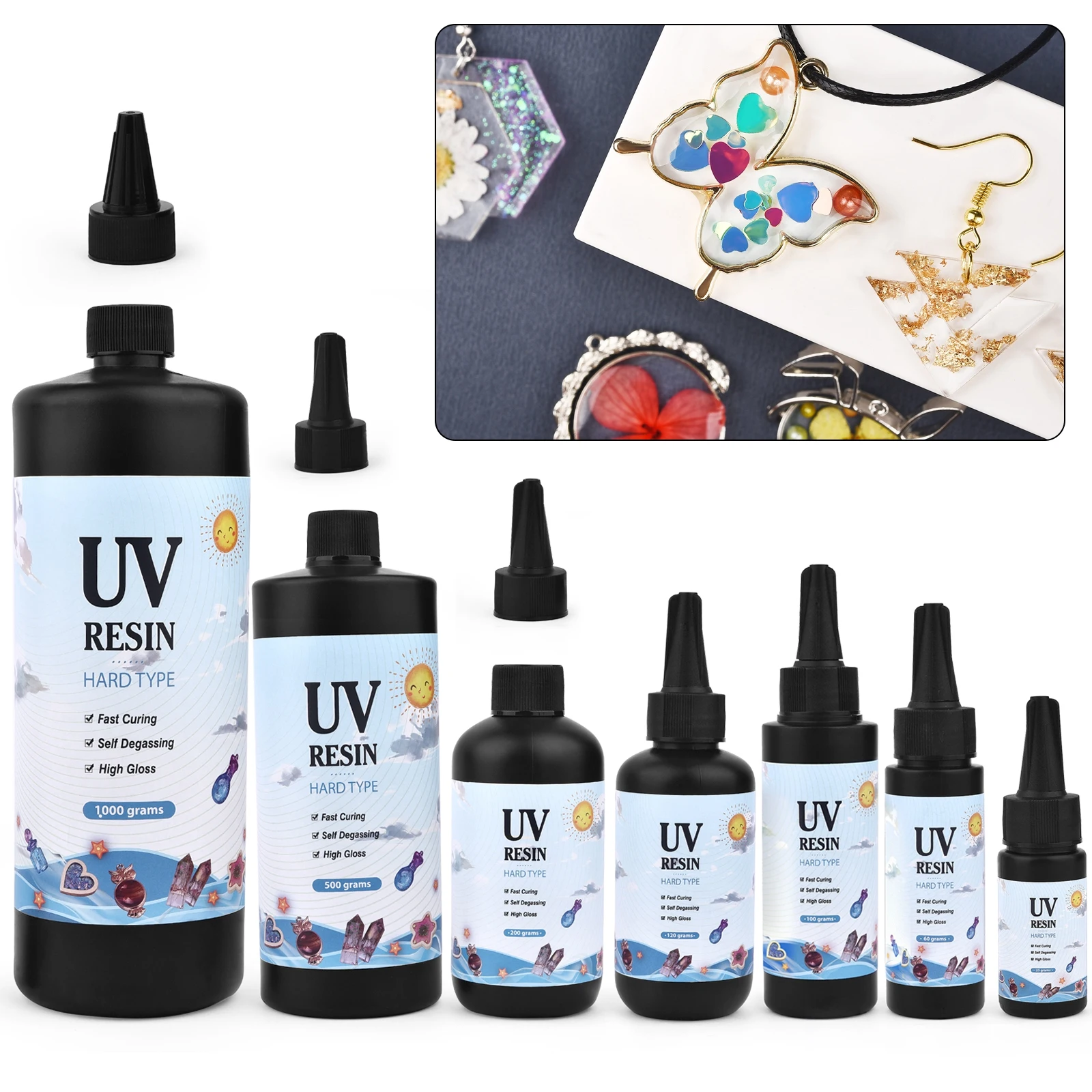 Quick Drying UV Resin Adhesive Handmade DIY Production Tool UV Curing Crystal Transparent Adhesive 25/60/100/120/200/500/1000g