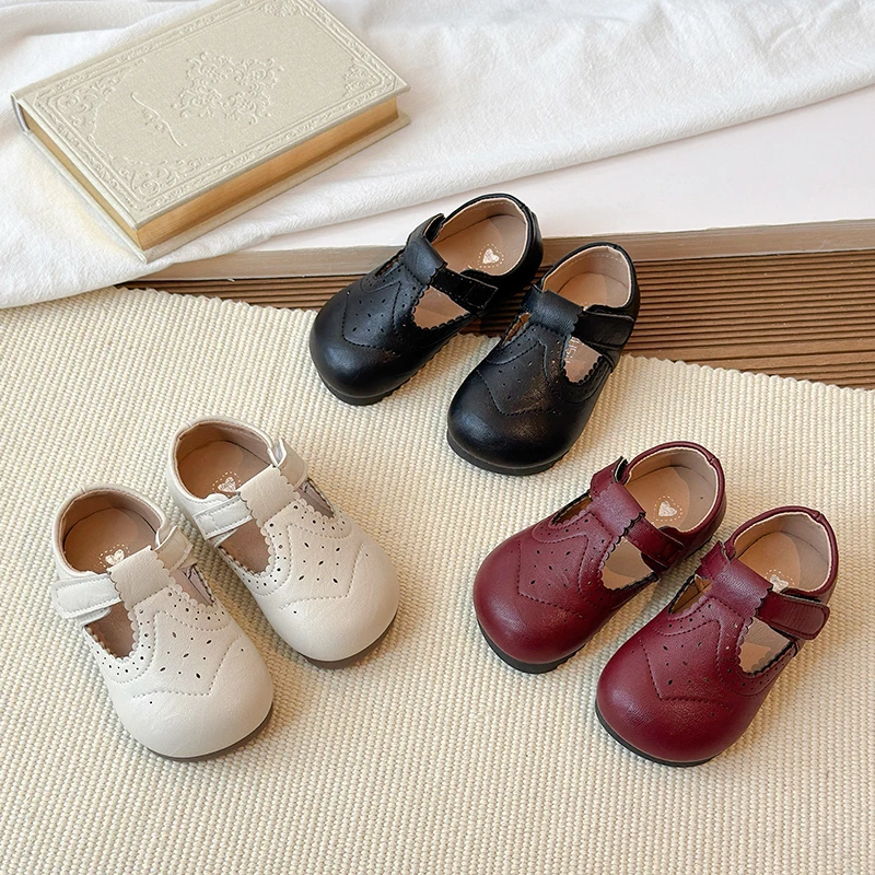 

Повседневная кожаная обувь для маленьких девочек, весенне-осенняя детская обувь в стиле принцессы, детская обувь в стиле ретро для малышей, нескользящая обувь на мягкой подошве для младенцев